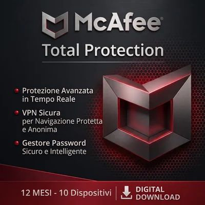 McAfee Total Protection 2026 — 10 dispositivi · 1 anno